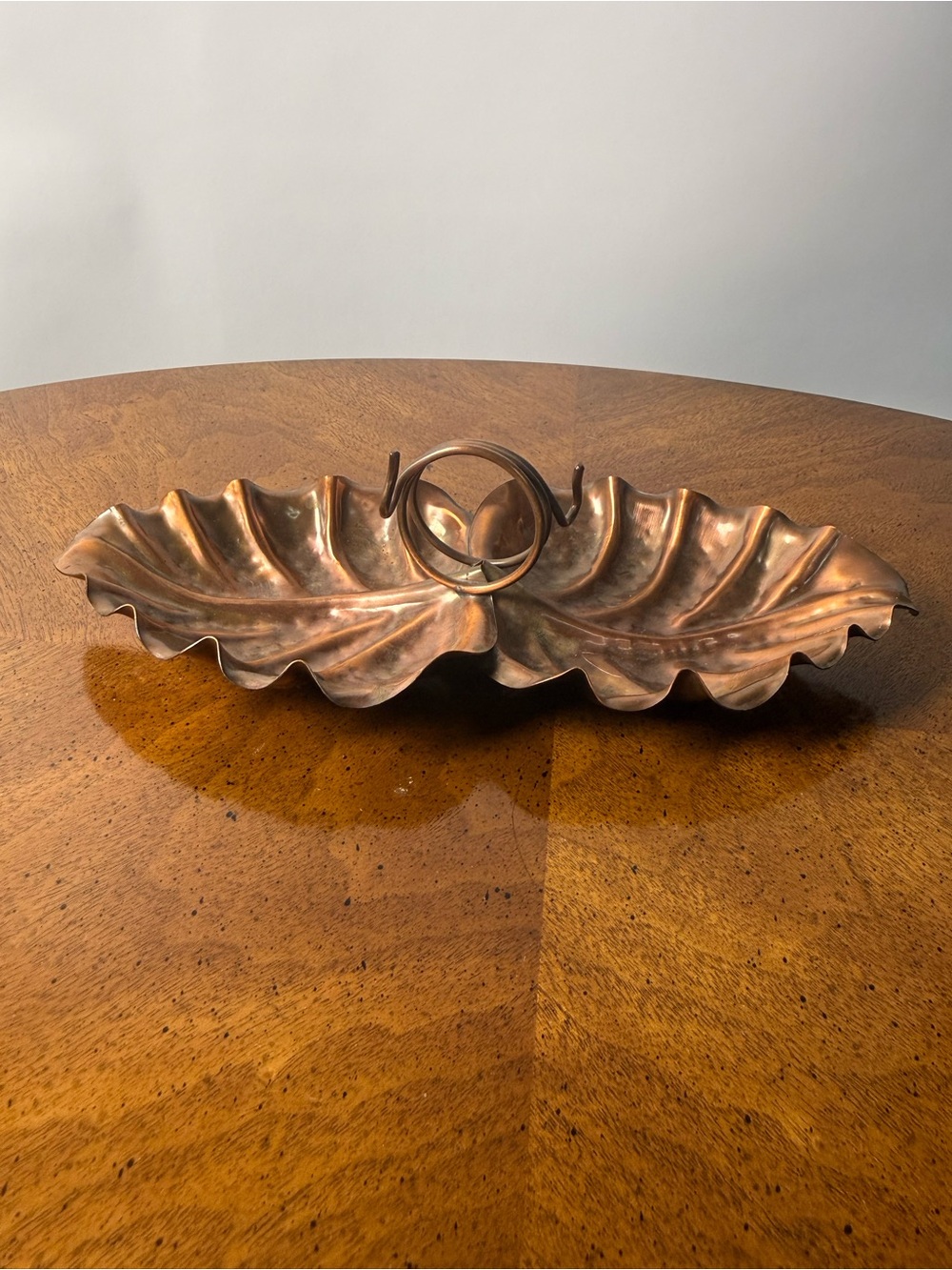 Copper Leaf-Shaped Decorative Centerpiece Tray